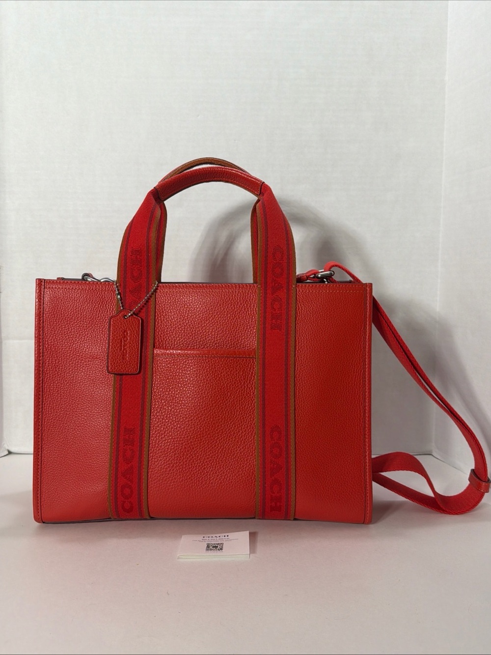 Coach SMITH TOTE BAG Miami Red Color w/ DETACHABLE CROSSBODY STRAP NWOT